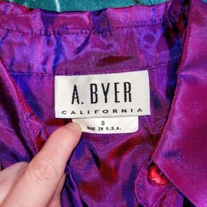 Vintage unique long sleeve button woman's shiny purple size small made in usa